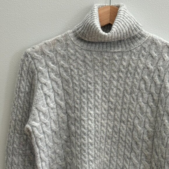 Blue Rain Women's Turtleneck Pullover Cable Knit Cropped Sweater, Gray, S, NWOT - Picture 4 of 8